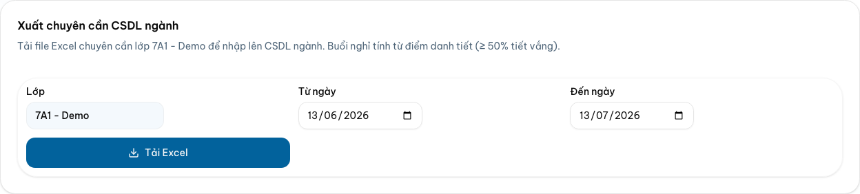 Xuất chuyên cần CSDL ngành — Desktop