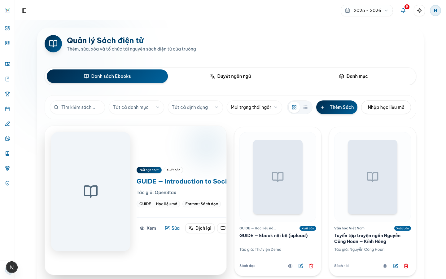 Upload, xuất bản và quản lý metadata — Desktop