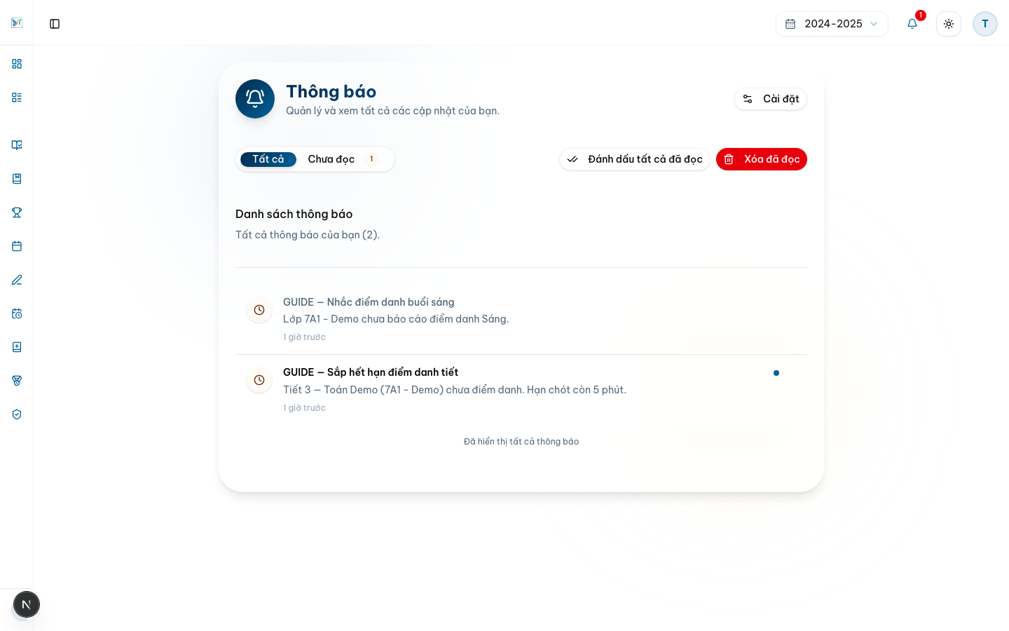 Nhận thông báo nhắc nhở — Desktop
